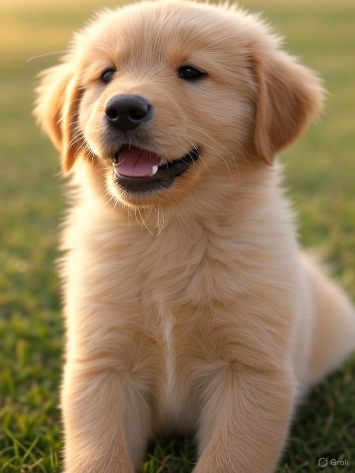 AI-generated image of a cute puppy playing in a park, representing joyful pet adoption moments